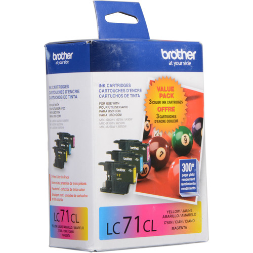 Brother LC71 Cartridges 3-Pack (Cyan, Magenta, Yellow) LC713PKS