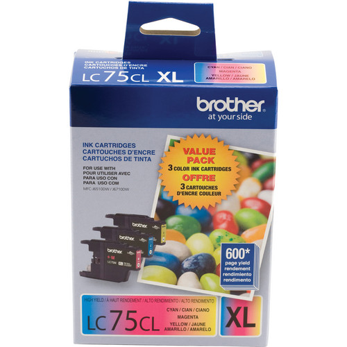 Brother Innobella High Yield XL LC75 Color Ink Cartridge 3-Pack