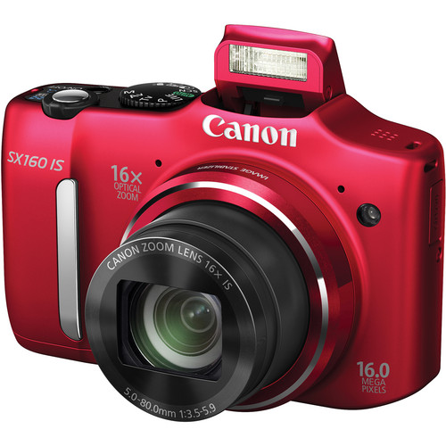 Canon PowerShot SX160 IS Digital Camera (Red) 6801B001 B&H Photo