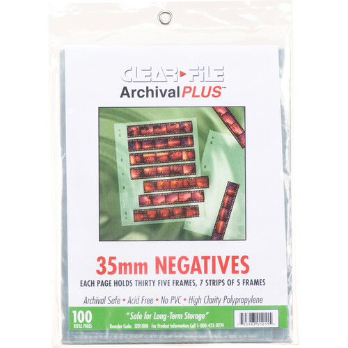 ClearFile Archival Plus Negative Page 35mm 7-Strips of 5-Frames - 100 Pack
