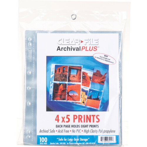 ClearFile Archival-Plus Print Page Holds Eight 4 x 5