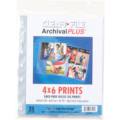 ClearFile Archival-Plus Print Page Holds Six 4 x 6