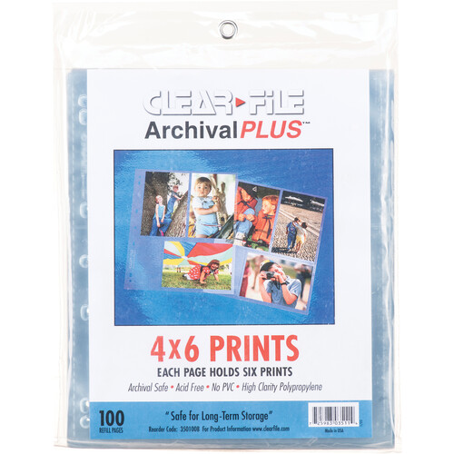 ClearFile Archival-Plus Print Page Holds Six 4 x 6