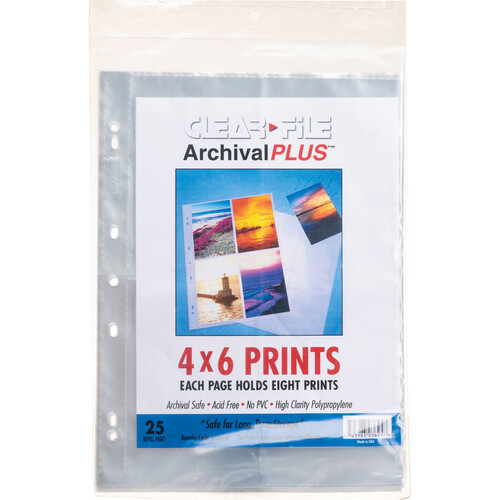 ClearFile Archival-Plus Print Page Holds Eight 4 x 6