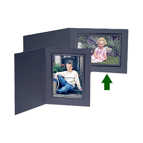 Collector's Gallery Conventional Black Portrait Folder w/ Black Foil Border for 5 x 7