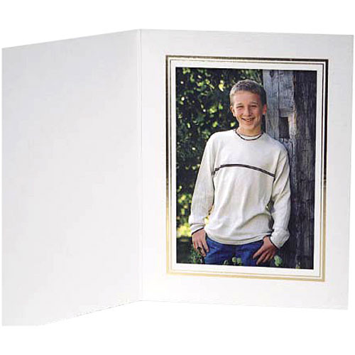 Collector's Gallery White Classic Portrait Folder with Gold Foil Border for 4 x 5