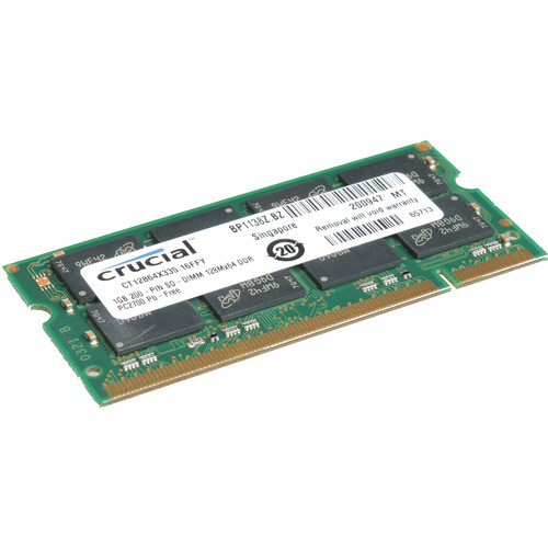 Crucial 1GB DDR-333MHz, PC2700, 200-PIN SODIMM 2.5V CL=2.5 Unbuffered Non-ECC Laptop Memory Upgrade - CT12864X335