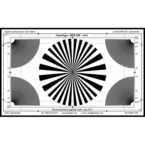 DSC Labs Backfocus Maxi Focus Pattern Chart with Resolution