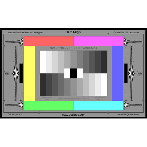 DSC Labs ColorBar/GrayScale Standard CamAlign Chip Chart with Resolution