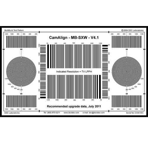 DSC Labs MultiBurst Super Maxi Focus Pattern Chart with Resolution