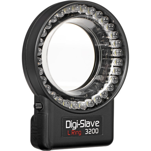 Digi-Slave L-Ring 3200, Powerful, Versatile LED Ring Light with Focusing Light, Removable Diffuser, Continuous or Flash for Digital Macro Photography