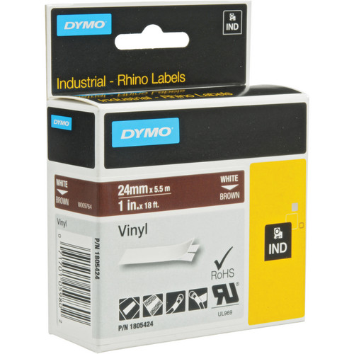 Dymo Rhino 1.0" Brown Vinyl Labels (White Print)