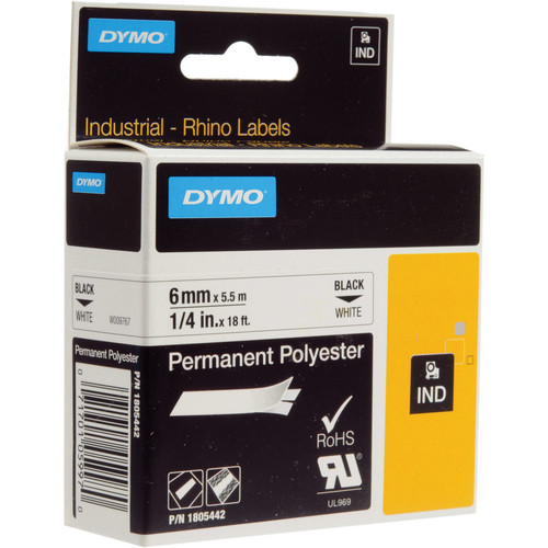 Dymo White Permanent Poly Labels (1/4")