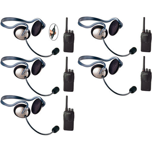 Eartec 5-User SC-1000 Two-Way Radio System with Monarch Inline PTT Headsets