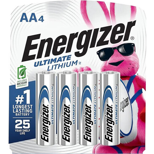 Energizer Ultimate Lithium AA Batteries (1.5V 3500mAh 4-Pack)