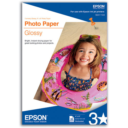 Epson Glossy Photo Paper 4x6" 20 Sheets S041134 B&H