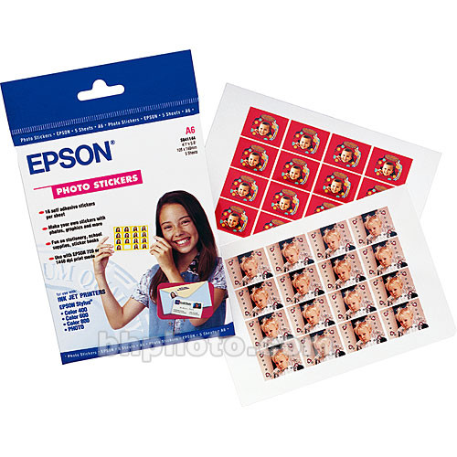 Epson Photo Inkjet Stickers 4.1x5.8" 16 S041144 B&H Photo