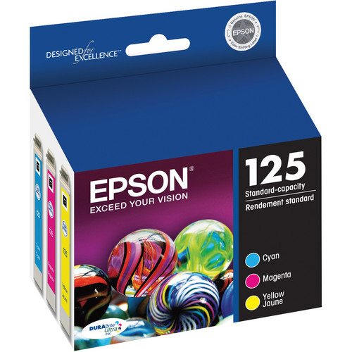 Epson T125520 125 Standard-Capacity Color Ink Cartridge Multi-Pack (Cyan Magenta Yellow)