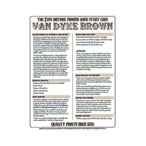 F295 Historic Process Laminated Reference Card for Van Dyke Processing