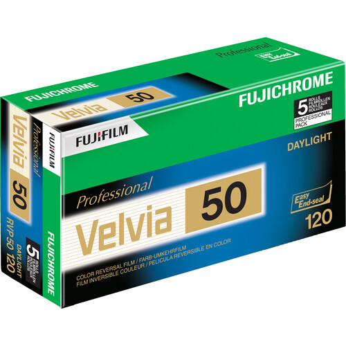 FUJIFILM Fujichrome Velvia 50 Professional RVP 50 Color Transparency Film (120 Roll Film 5 Pack)
