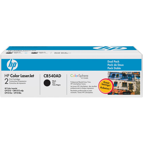 HP Color LaserJet 125A Black Toner Cartridge Dual Pack CB540AD