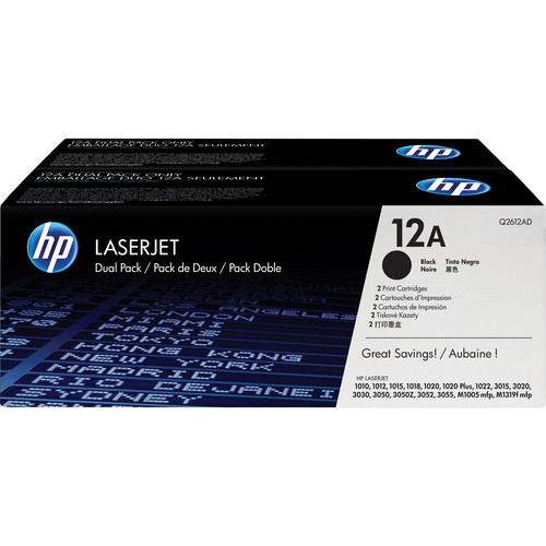 HP 12A Black LaserJet Toner Cartridges Dual Pack Q2612D B&H