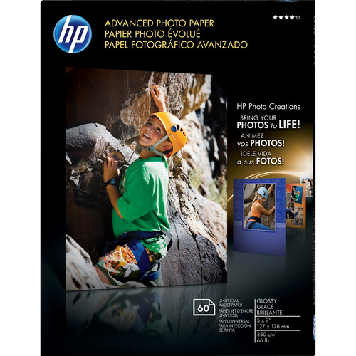 HP Advanced Photo Paper (Glossy) 5x7" 60 Sheets Q8690A