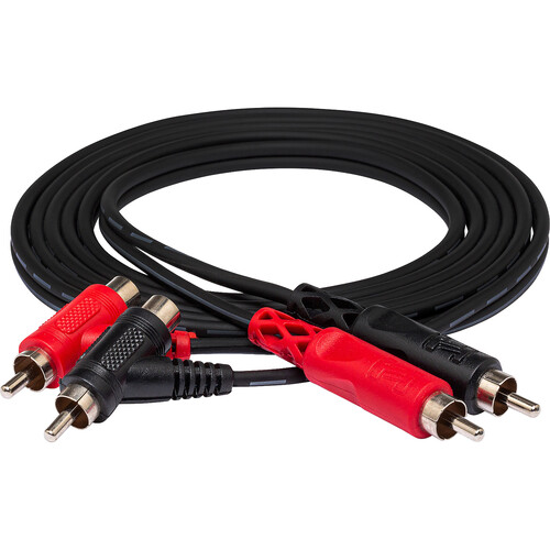 Hosa Technology 2 RCA Male to 2 RCA Angled Male + Female Junction Cable - 3.3'