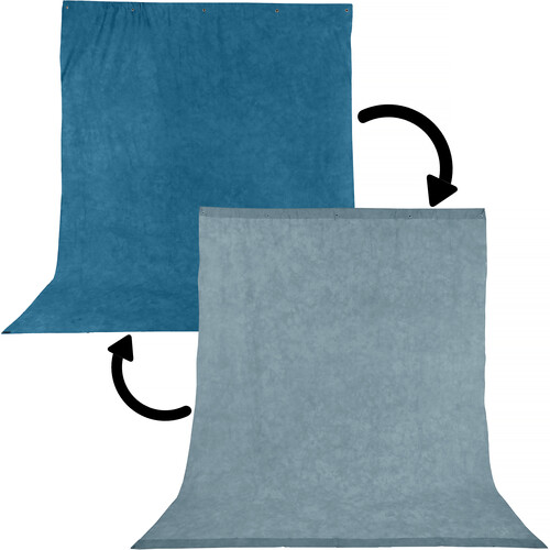 Impact Reversible Muslin Background (Stone Blue/Nickel 10 x 12')