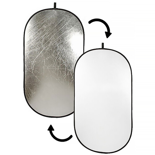 Impact Collapsible Oval Reflector Disc - Silver/White - 41x74