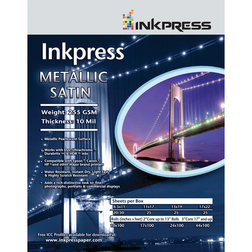 Inkpress Media Metallic Satin Photo Paper 255 GSM 24