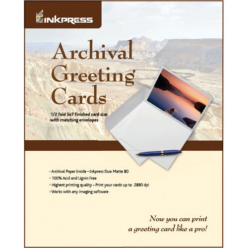 Inkpress Media Prescored Archival Greeting Card Paper with Matching Envelopes (9.0 x 5.76