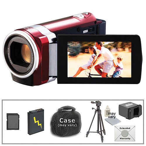 JVC GZHM450 HD Everio Camcorder with Deluxe Accessory Kit (Red)