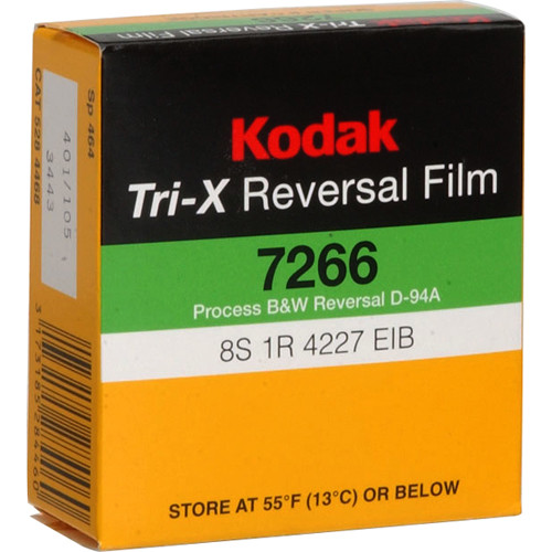 Kodak Tri-X Black-and-White Reversal Film #7266 (Super 8 50' Roll)