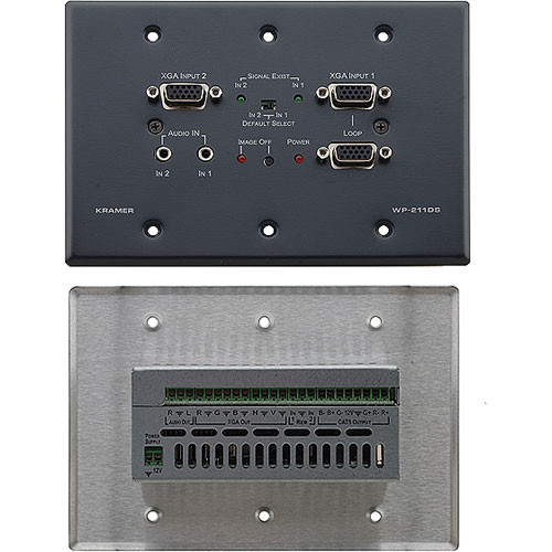Kramer WP-211DS 2x1 Computer Graphics & Stereo Audio Standby Switcher Twisted Pair Transmitter & Wall Plate