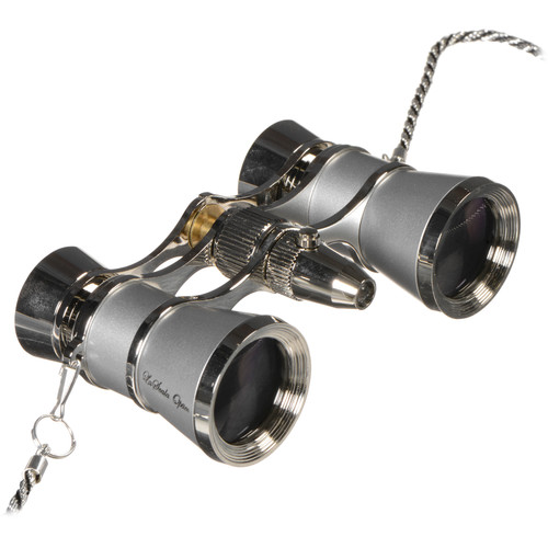 LaScala Optics 3x25 Carmen Opera Glasses with Red LED Flashlight (Platinum / Silver)