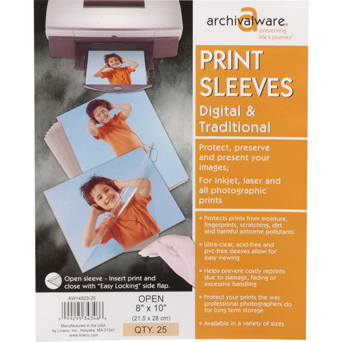 Lineco Print Sleeves with Locking Side Flap (8x10