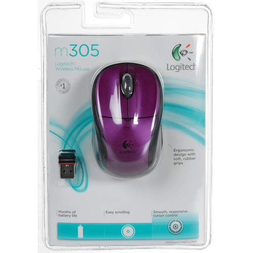 Logitech M305 Wireless Mouse Vivid Violet 910002469 B&H Photo