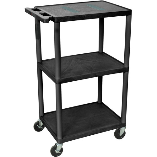 Luxor Video Equipment Table with 3-Outlet Electrical Model LE42 (Black)