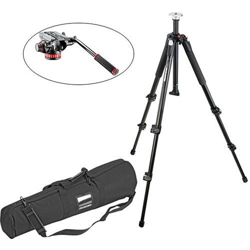 Manfrotto 055XB Tripod Legs (Black) & 502HD Pro Video Head with