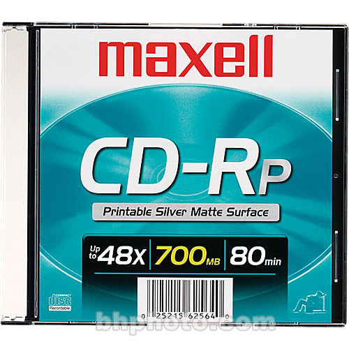 Maxell CD-R 700MB Silver Inkjet Disc 648711 B&H Photo Video