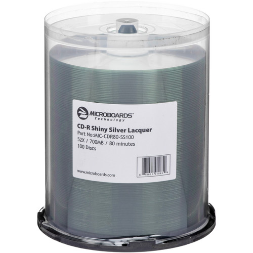 Microboards CD-R Shiny Silver Lacquer 52x (100 Pk Spindle)