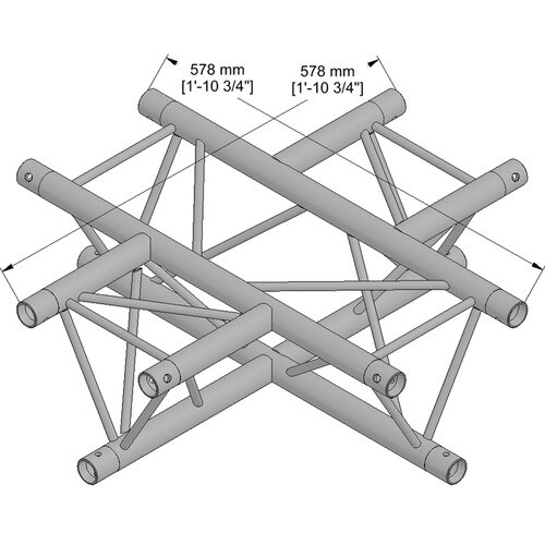 Milos M222 Trio 4 Way Horizontal Cross Piece Junction