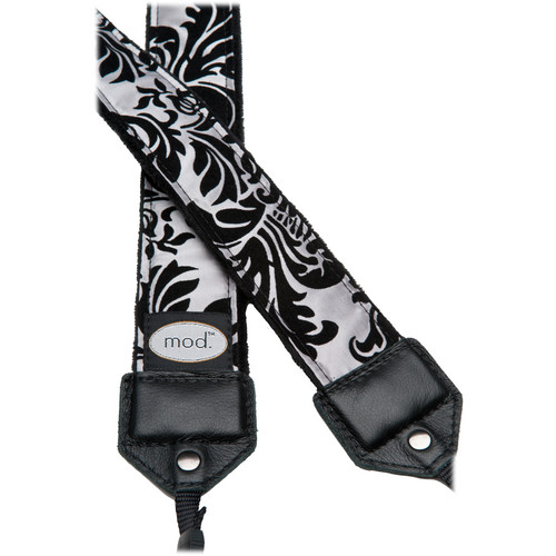 Mod Silver Victorian Camera Strap Black Velvet Damask MOD265 B&H