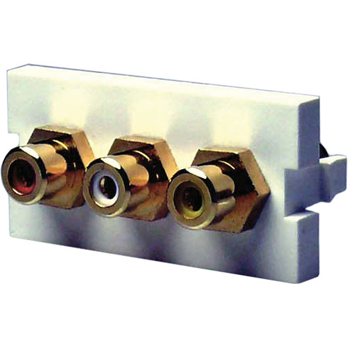 NTW 3UN-FFYWR-G 3 x RCA Female to Female Coupler Adapter Module (1U)