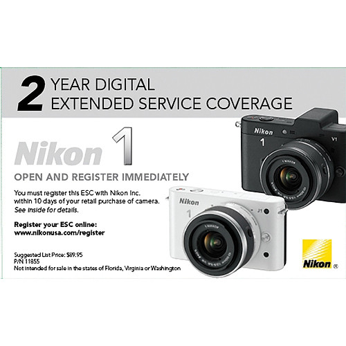 Nikon 2-Year Digital Extended Service Coverage for Nikon 1 Series Cameras