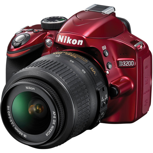 Nikon D3200 DSLR Camera with 18-55mm Lens (Red) 25496 B&H Photo