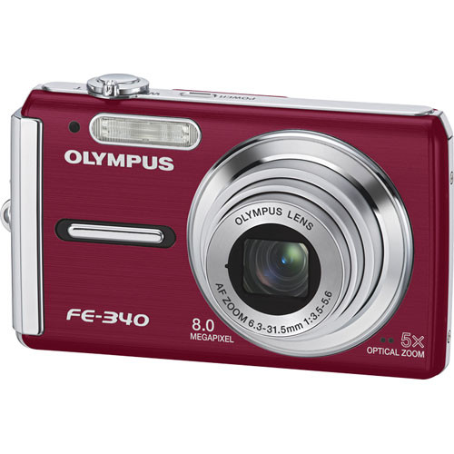 Olympus FE-340 Digital Camera (Red) 226230 B&H Photo Video