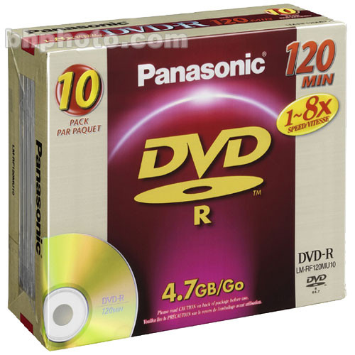 Panasonic 4.7GB (120 Minutes) 8x DVDR Discs 10 LMRF120MU10
