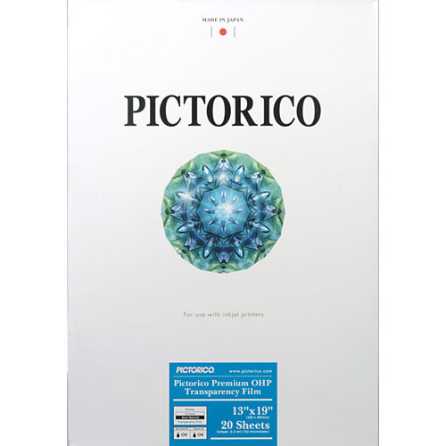 Pictorico TPU100, Premium Over Head Projector Transparency Inkjet Film, 170gsm, 5.2mil., 13x19", 20 Sheets